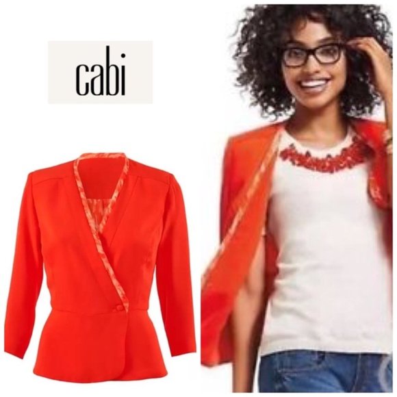 Cabi Jane Wrap Peplum Jacket Blazer Top 4 - Picture 1 of 9